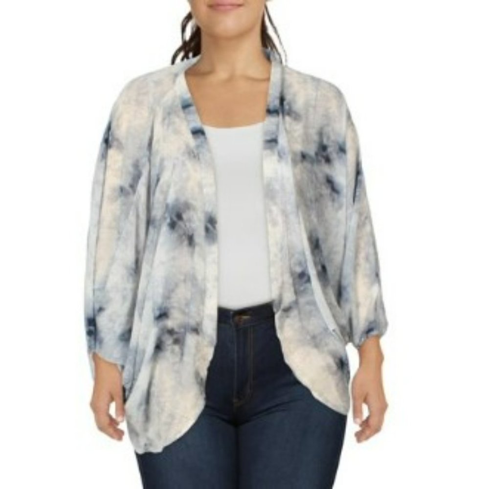 Area Stars Open Front Sheer Kimono Blue OS New